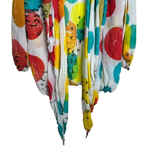 Art of Cloth Lagenlook Semi Sheer Abstract Print Drape Front Layering Top M/L - Picture 3 of 5